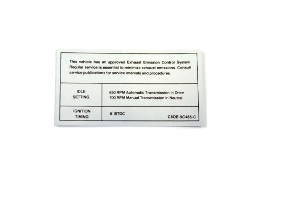 Emissions Decal suits 390/428 4V 1968-69